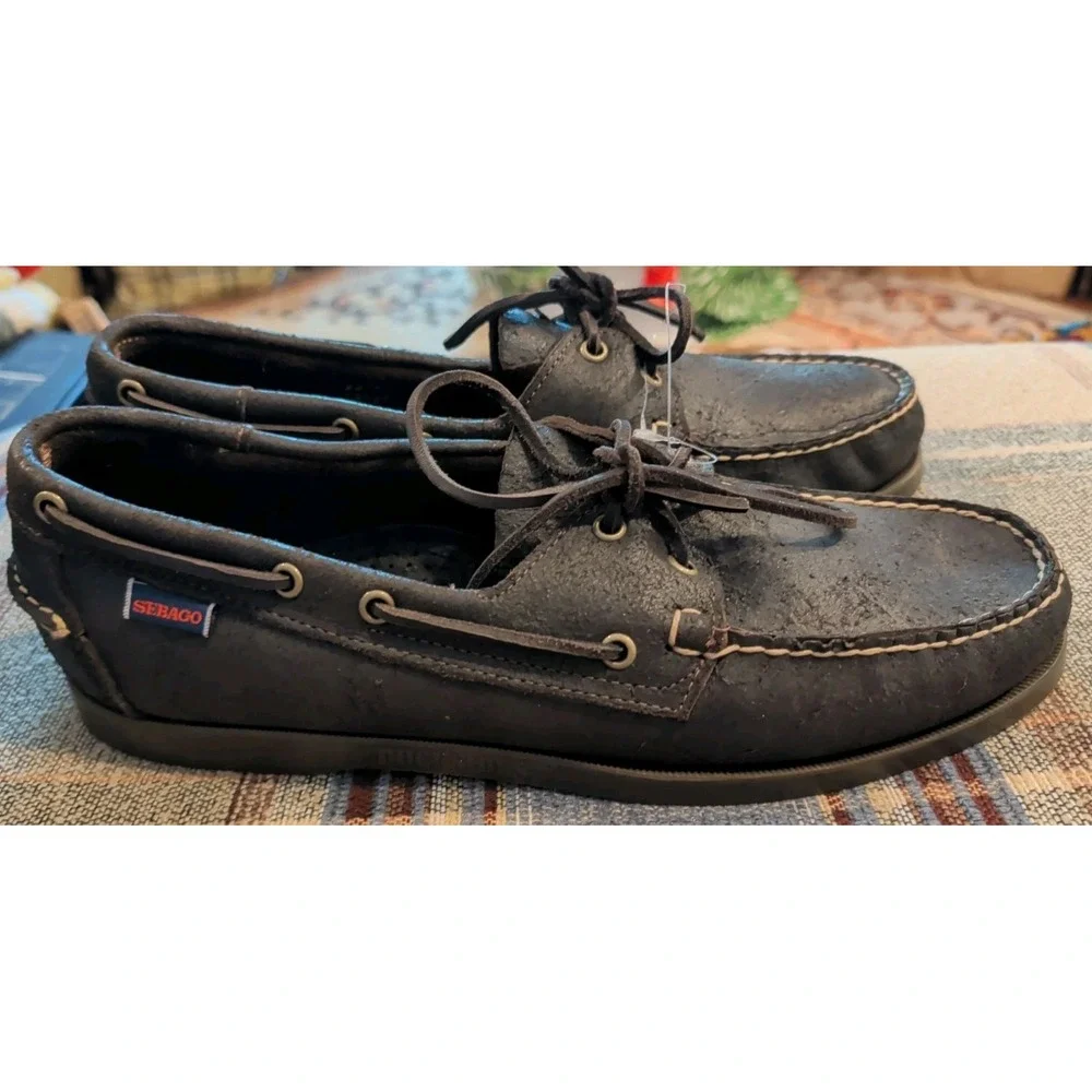 Sebago Docksides Boat Shoes Mens 12 Dark Brown Leather Casual Lace Up Comfort